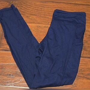Flipped Apparel Navy Blue Yoga Band Leggings Side Pockets Med